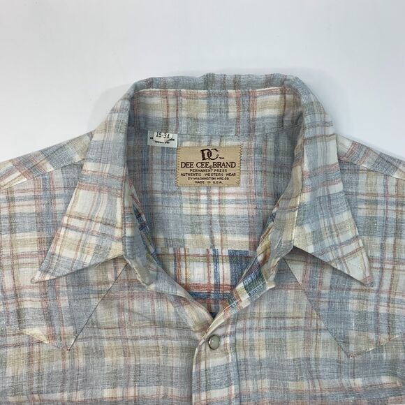 Vintage Dee Cee Western Shirt Mens 15 Plaid Long Sleeve Snap Button Up Made USA - Picture 6 of 11